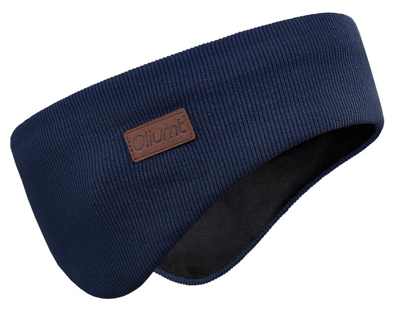 Oliumt Winter Ear Warmer Headband for Men Women Double-Layer Knit Ear Muffs Cover with Fuzzy Lining for Running and Cycling (Navy, One Size) - Image 1